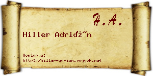 Hiller Adrián névjegykártya